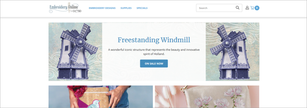 Embroidery Online Homepage Screenshot