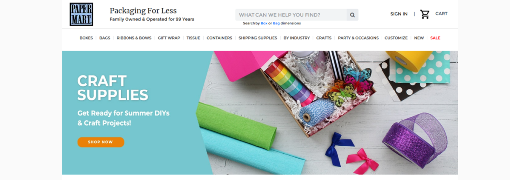 Paper Mart Homepage Screenshot