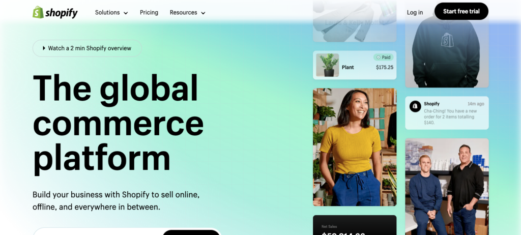 shopify homepage